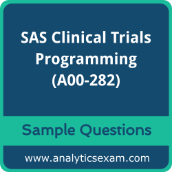 Get A00-282 Dumps Free, SAS Clinical Trials Programming PDF and Dumps, and A00-282 Free Download for comprehensive exam preparation.