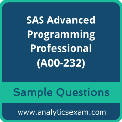 Get A00-232 Dumps Free, SAS Advanced Programming Professional PDF and Dumps, and A00-232 Free Download for comprehensive exam preparation.