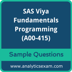 Get A00-415 Dumps Free, SAS Viya Fundamentals Programming PDF and Dumps, and A00-415 Free Download for comprehensive exam preparation.